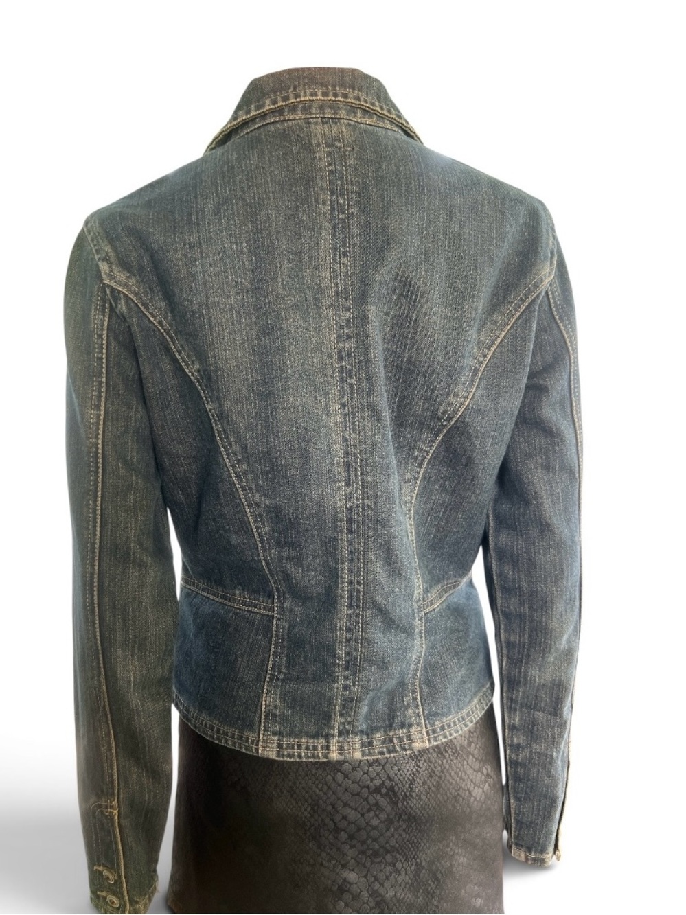French Cuff Dark Blue Denim Tailored Jacket - Picture 2 of 10